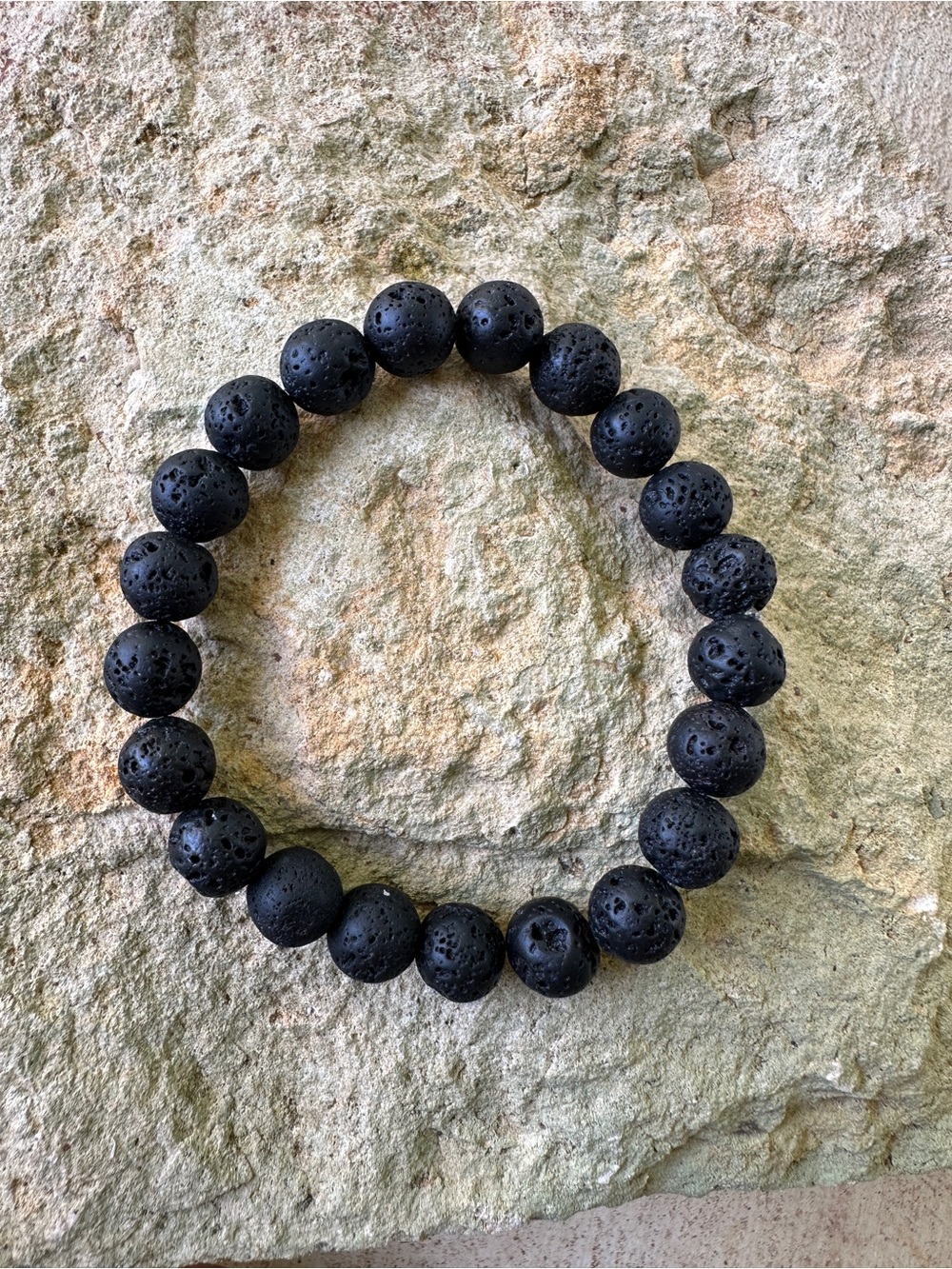 Men's Black Lava Stone Bead Bracelet - Classic Accessory